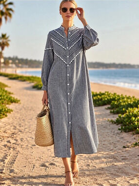 Tuckernuck Pomander Place Navy Gingham Jolene Dress – Size L